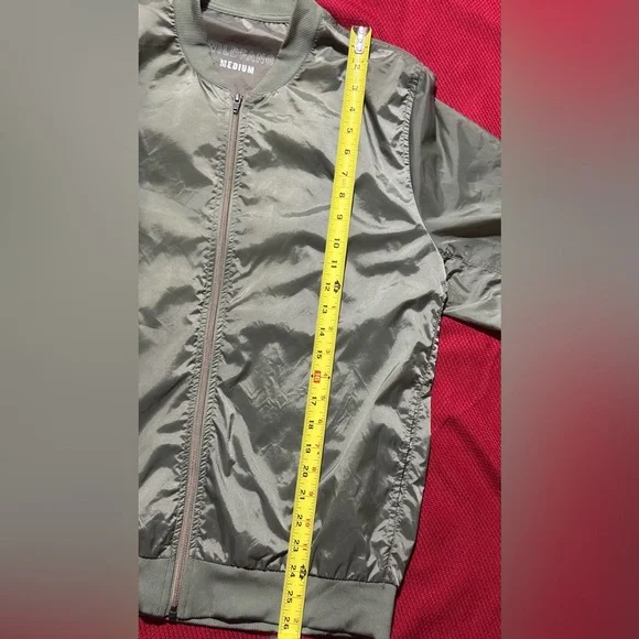 Wildfang Olive Bomber Jacket with White Text - Picture 5 of 6